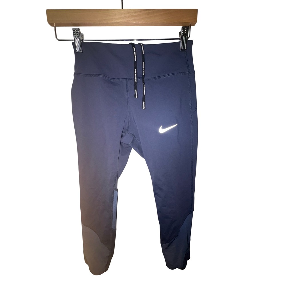 Nike Women's Dri-FIT Running Leggings Small Blue Cropped Athletic Pants
